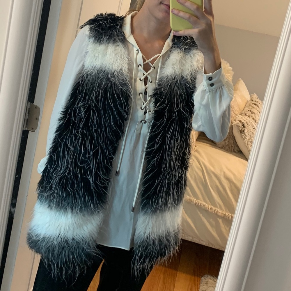 Black and White fur vest